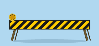 Animated under-construction barricade with a blinking amber light
